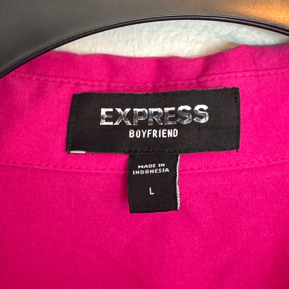Express Cotton Poplin Boyfriend Shirt - Size Large - Picture 6 of 9